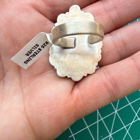 Artisan Sonoran Mountain Turquoise Sterling Silver Cluster Statement Ring Adjust - Picture 8 of 12